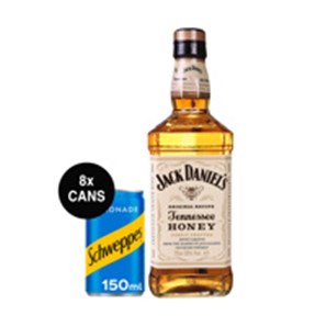 Buy Jack Daniels Tennessee Honey 70cl and 8 Cans Of Lemonade