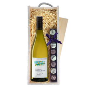 Buy Jean-Luc Colombo Cotes Du Rhone Les Abeilles Blanc 75cl White Wine & Truffles, Wooden Box