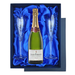 Buy Jules Feraud Brut 75cl in Blue Luxury Presentation Set With Flutes