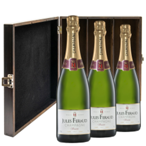Buy Jules Feraud Brut 75cl Trio Elm Wood Gift Boxed