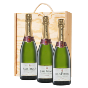 Buy Jules Feraud Brut 75cl Trio Wooden Gift Boxed Champagne (3x75cl)