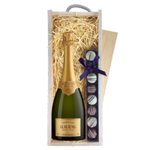 Buy Krug Grande Cuvee Editions Champagne 75cl & Truffles, Wooden Box