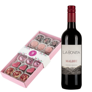 Buy La Bonita Malbec 75cl Red Wine and Assorted Box Of Heart Chocolates 215g