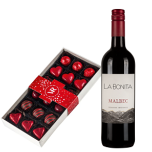 Buy La Bonita Malbec 75cl Red Wine and Assorted Box Of Heart Chocolates 215g