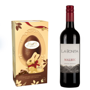 Buy La Bonita Malbec 75cl Red Wine and Lindt Easter Egg 195g