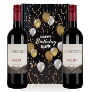Buy La Bonita Malbec 75cl Red Wine Happy Birthday Wine Duo Gift Box (2x75cl)
