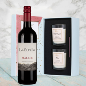 Buy La Bonita Malbec 75cl Red Wine With Love Body & Earth 2 Scented Candle Gift Box