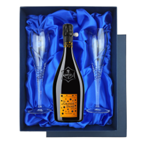 Buy La Grande Dame 2012 Champagne 75cl in Blue Luxury Presentation Set With Flutes