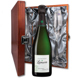 Buy Lanson Green Label Organic Champagne 75cl And Flutes In Luxury Presentation Box