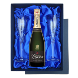 Buy Lanson Le Black Creation 257 Brut Champagne 75cl in Blue Luxury Presentation Set With Flutes