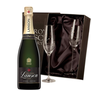 Buy Lanson Le Black Creation 257 Brut Champagne 75cl With Diamante Crystal Flutes