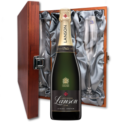 Buy Lanson Le Black Label Brut 75cl And Flutes In Luxury Presentation Box
