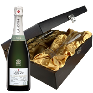 Buy Lanson Le Green Label Organic Champagne 75cl And Flutes In Luxury Presentation Box