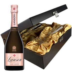 Buy Lanson Le Rose Creation Champagne 75cl And Flutes In Luxury Presentation Box