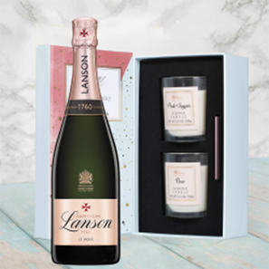 Buy Lanson Le Rose Label Champagne 75cl With Love Body & Earth 2 Scented Candle Gift Box
