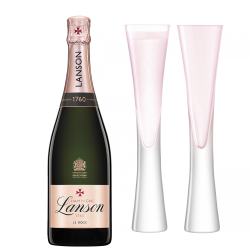 Buy Lanson Le Rose Label Champagne 75cl with LSA Moya Blush Flutes
