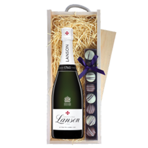 Buy Lanson Le White Label Sec Champagne 75cl & Truffles, Wooden Box