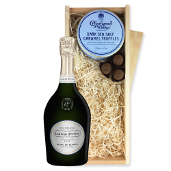 Buy Laurent Perrier Blanc de Blancs Champagne 75cl And Dark Caramel Sea Salt Charbonnel Chocolates Box