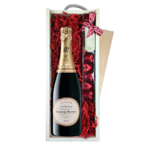 Buy Laurent Perrier La Cuvee, NV, 75cl & Chocolate Praline Hearts, Wooden Box