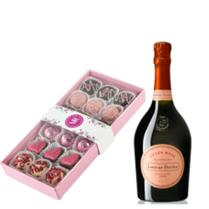 Buy Laurent Perrier Rose Champagne 75cl and Assorted Box Of Heart Chocolates 215g