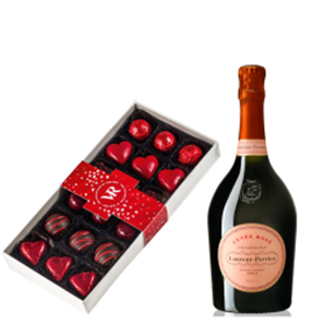 Buy Laurent Perrier Rose Champagne 75cl and Assorted Box Of Heart Chocolates 215g