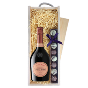 Buy Laurent Perrier Rose Champagne 75cl & Truffles, Wooden Box