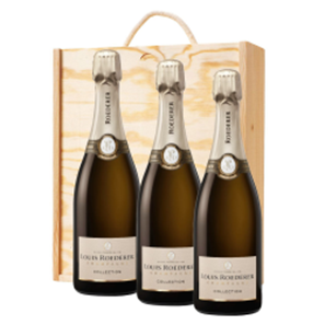 Buy Louis Roederer Collection 245 Champagne 75cl Trio Pine Wooden Gift Box (3x75cl)