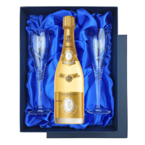 Buy Louis Roederer Cristal Vintage 2015 Brut 75cl in Blue Luxury Presentation Set With Flutes