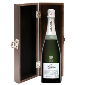 Buy Elm Wood Gift Boxed Lanson Le Green Label Organic Champagne 75cl