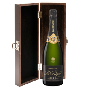Buy Elm Wood Gift Boxed Pol Roger Brut 2018 Vintage Champagne 75cl