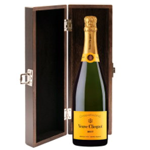 Buy Elm Wood Gift Boxed Veuve Clicquot Brut Yellow Label Champagne 75cl