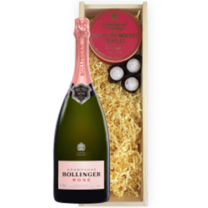 Buy Magnum of Bollinger Rose Champagne 1.5L And Strawberry Charbonnel Truffles Magnum Box