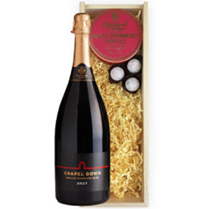 Buy Magnum Of Chapel Down Brut ESW 150cl And Strawberry Charbonnel Truffles Magnum Box