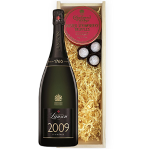 Buy Magnum of Lanson Le Vintage 2009 Champagne 150cl And Strawberry Charbonnel Truffles Magnum Box