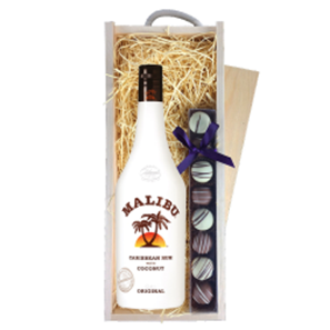 Buy Malibu Caribbean Rum 70cl & Truffles, Wooden Box