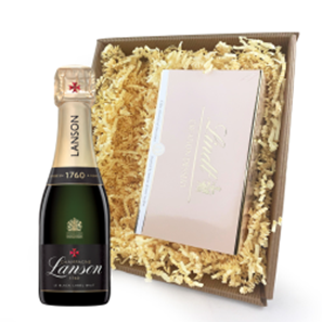 Buy Mini Lanson Le Black Label, Brut, 20cl Champagne and Chocolates In Tray
