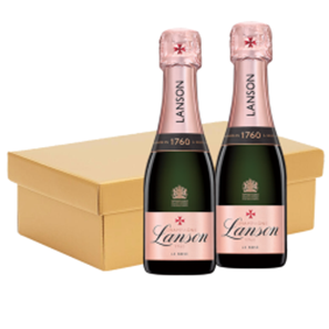 Buy Mini Lanson Le Creation Rose Champagne 20cl Twin Hamper Gift Box