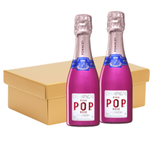 Buy Mini Pommery Pink POP Rose Champagne 20cl Twin Hamper Gift Box