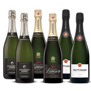 Buy Mixed Case Champagne 6 x 75cl - comprises 2 x Taittinger, 2 x Lanson le Black, 2 x Chassenay Brut