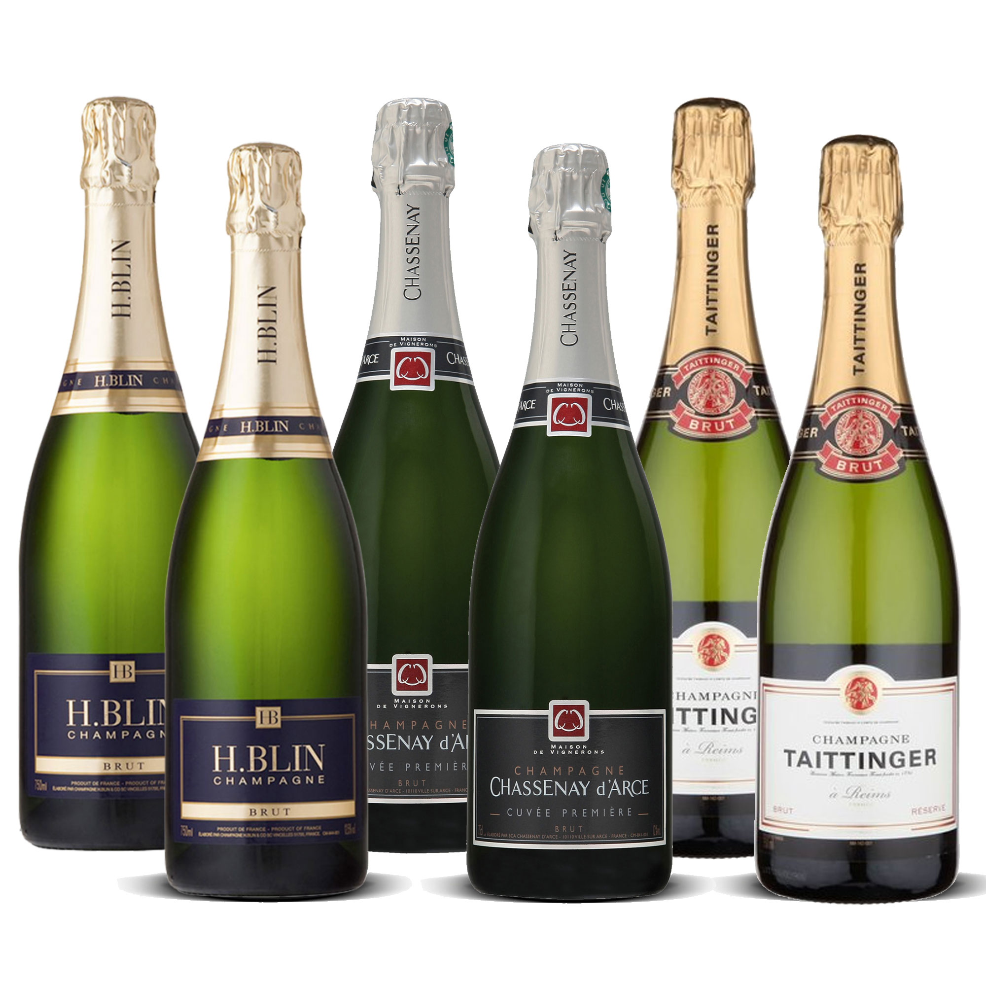 Buy & Send Mixed Case Champagne 6 x 75cl - comprises 2 x Taittinger, 2 x H Blin, 2 x Chassenay