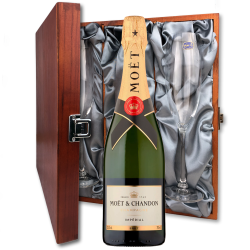 Buy Moet & Chandon Brut Champagne 75cl And Flutes In Luxury Presentation Box