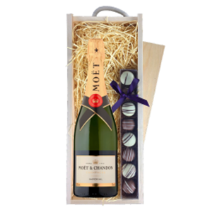 Buy Moet And Chandon Brut Champagne 75cl & Truffles, Wooden Box