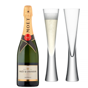 Buy Moet And Chandon Brut Champagne 75cl with LSA Moya Flutes