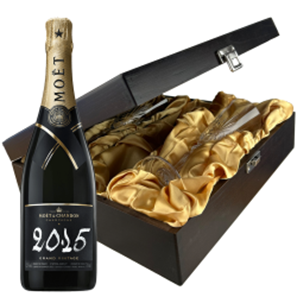 Buy Moet And Chandon Brut, Vintage, 2013-15 And Flutes In Luxury Presentation Box
