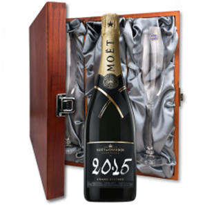 Buy Moet And Chandon Brut, Vintage, 2013-15 And Flutes In Luxury Presentation Box