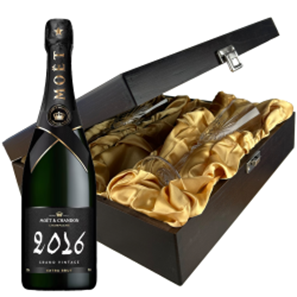 Buy Moet & Chandon Grand Vintage 2016 Extra Brut Champagne 75cl And Flutes In Luxury Presentation Box