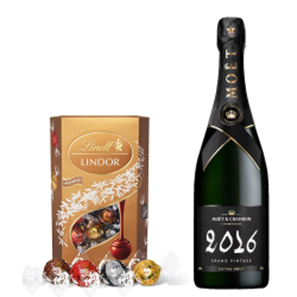 Buy Moet & Chandon Grand Vintage 2016 Extra Brut Champagne 75cl With Lindt Lindor Assorted Truffles 200g