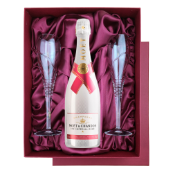 Buy Moet and Chandon Ice Imperial Rose 75cl in Burgundy Presentation Set With Flutes
