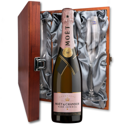 Buy Moet &amp; Chandon Rose 75cl And Flutes In Luxury Presentation Box