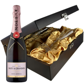 Buy Moet & Chandon Rose 75cl And Flutes In Luxury Presentation Box